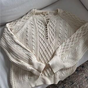 Sézane Cream Cable Knit Sweater